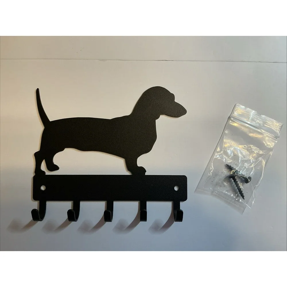 Dachshund Wall Key Rack/ Dog Leash Hanger with 5 hooks -  Made in USA